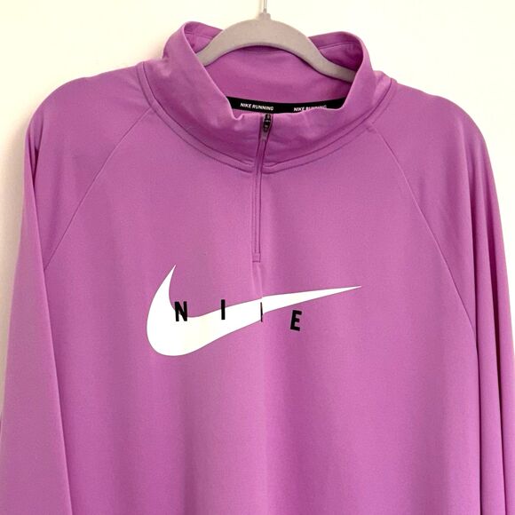 NIKE Women's (2X) Dri-Fit Swoosh Running Jacket, 1/4 Zip, Lightweight, Lavender - Picture 3 of 10